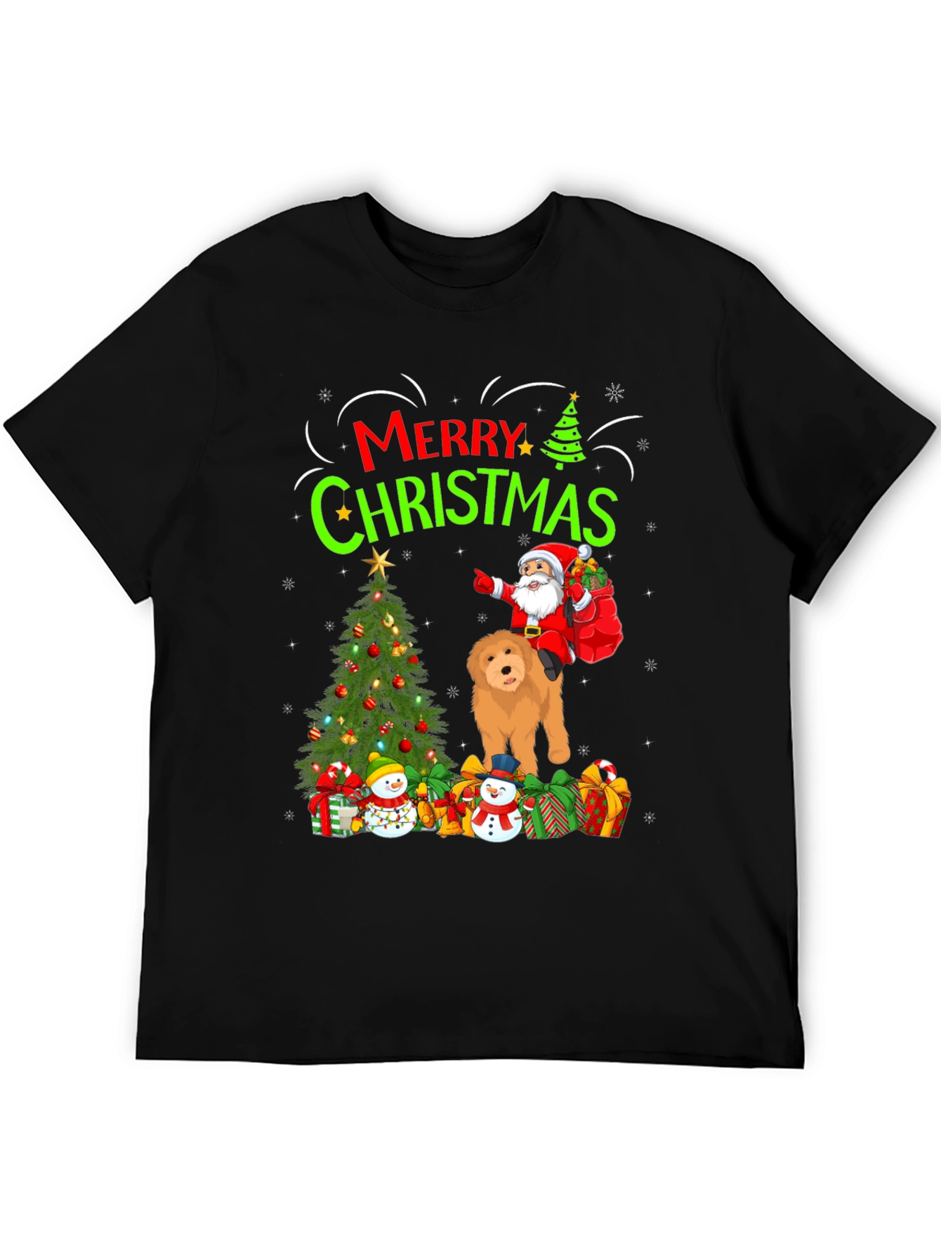 Merry Christmas Santa Dog Graphic T-Shirt