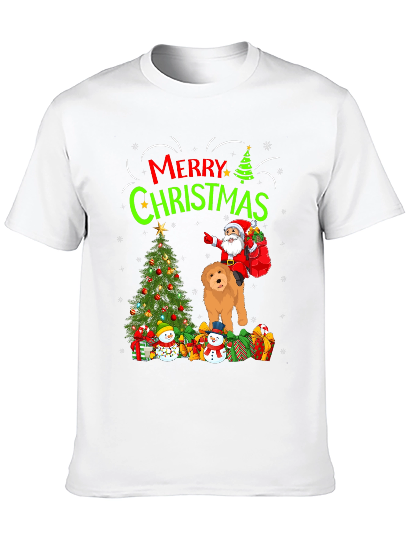 Merry Christmas Santa Dog Graphic T-Shirt