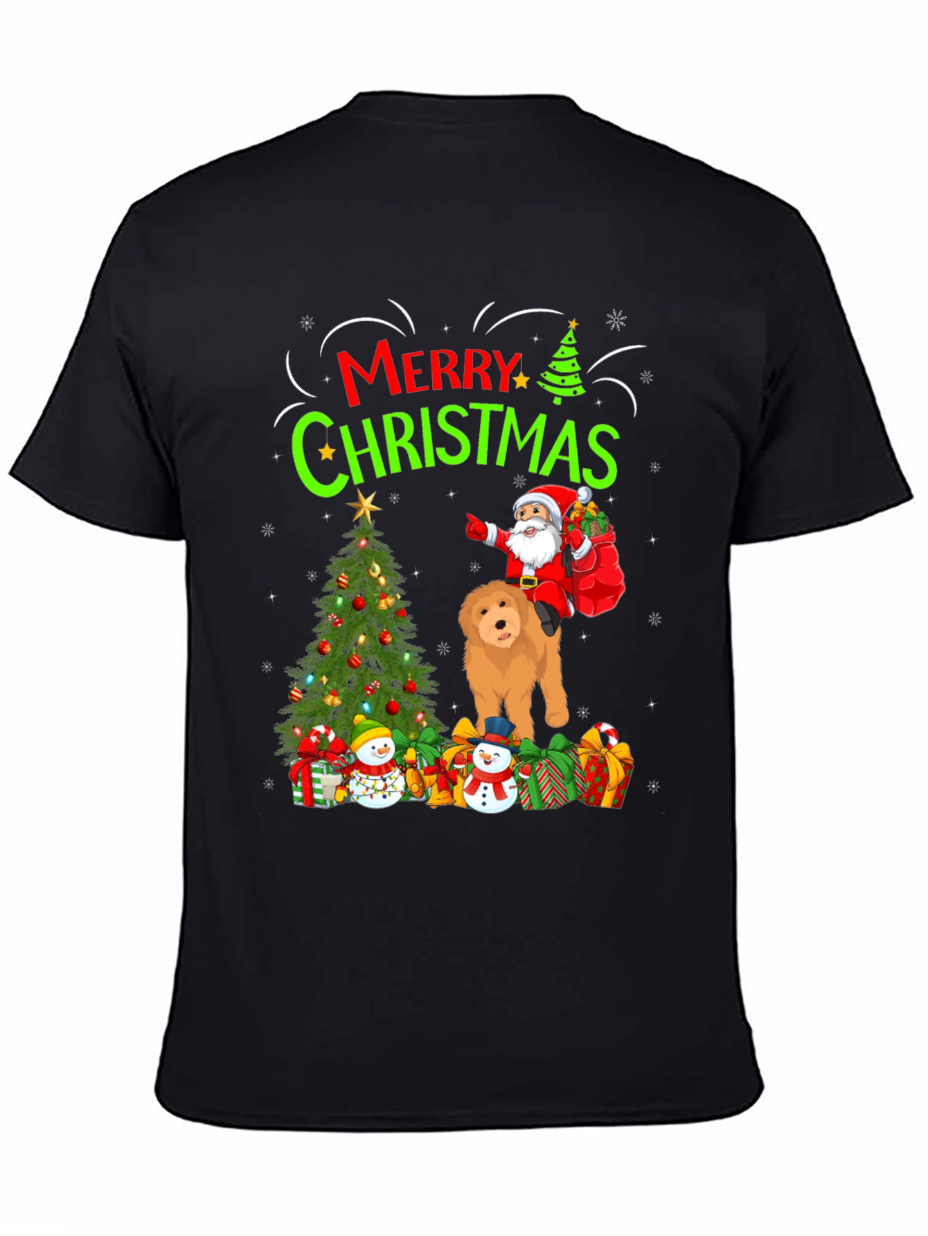 Merry Christmas Santa Dog Graphic T-Shirt