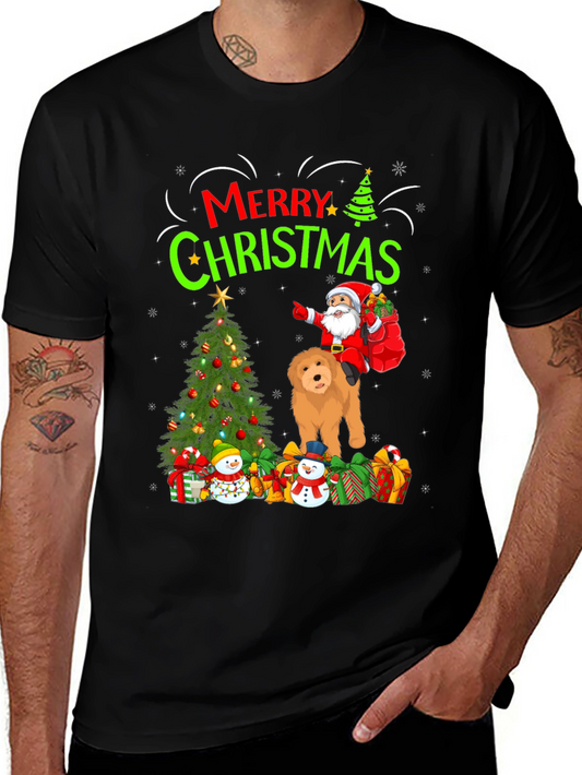 Merry Christmas Santa Dog Graphic T-Shirt