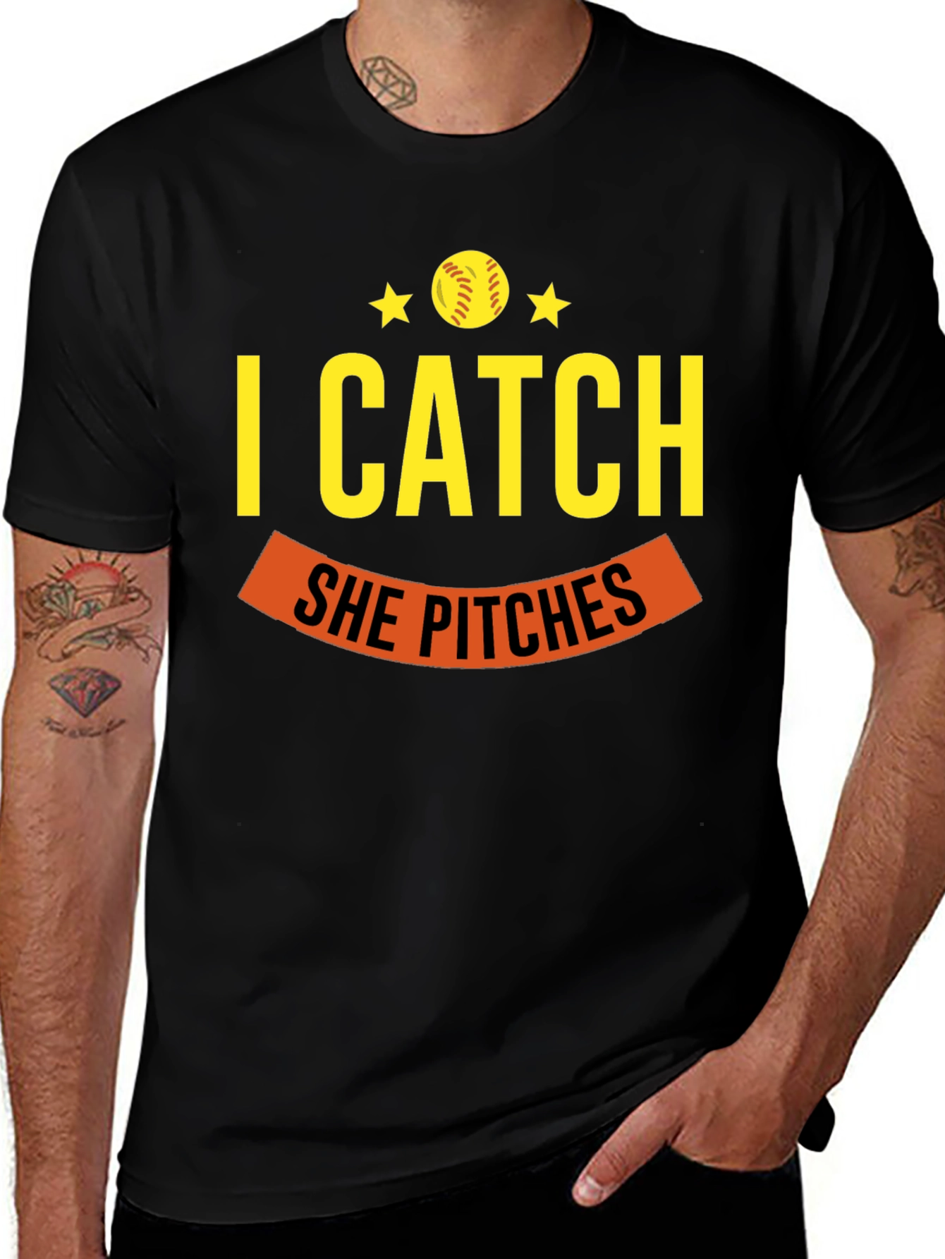I Catch She Pitches Baseball T-Shirt