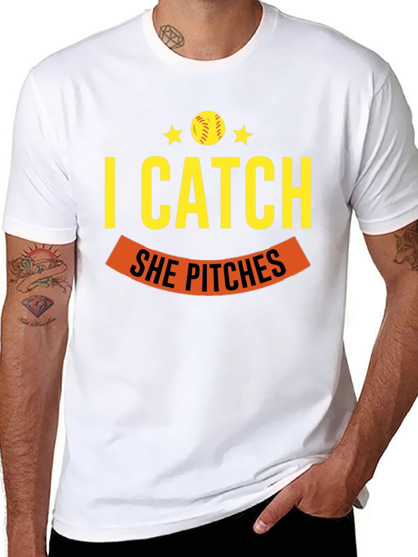 I Catch She Pitches Baseball T-Shirt