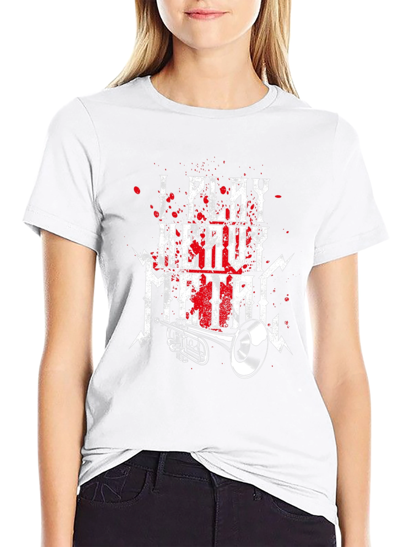 I Play Heavy Metal T-Shirt Trumpet Music Black Tee