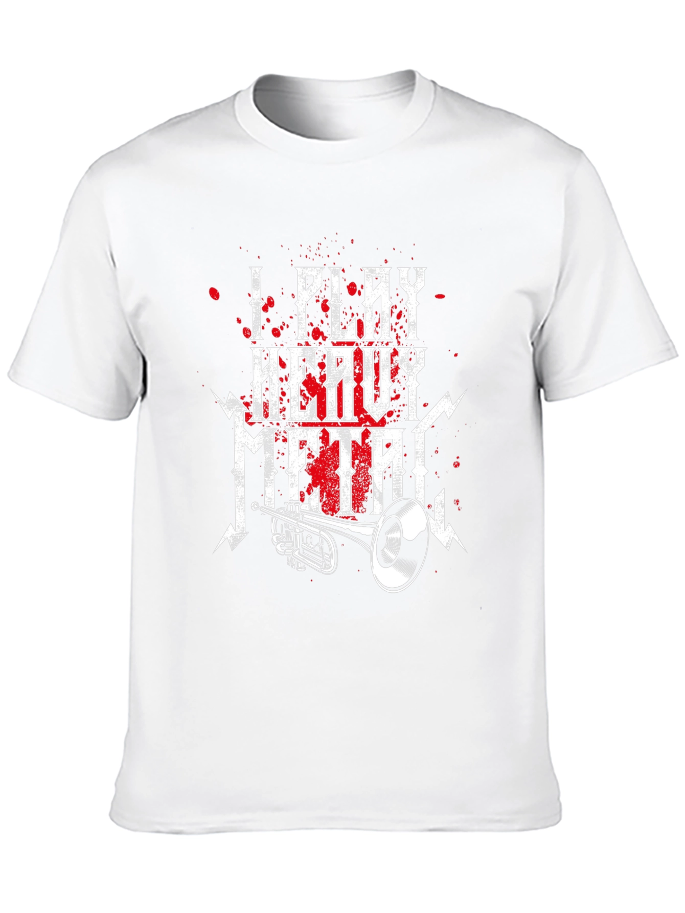 I Play Heavy Metal T-Shirt Trumpet Music Black Tee