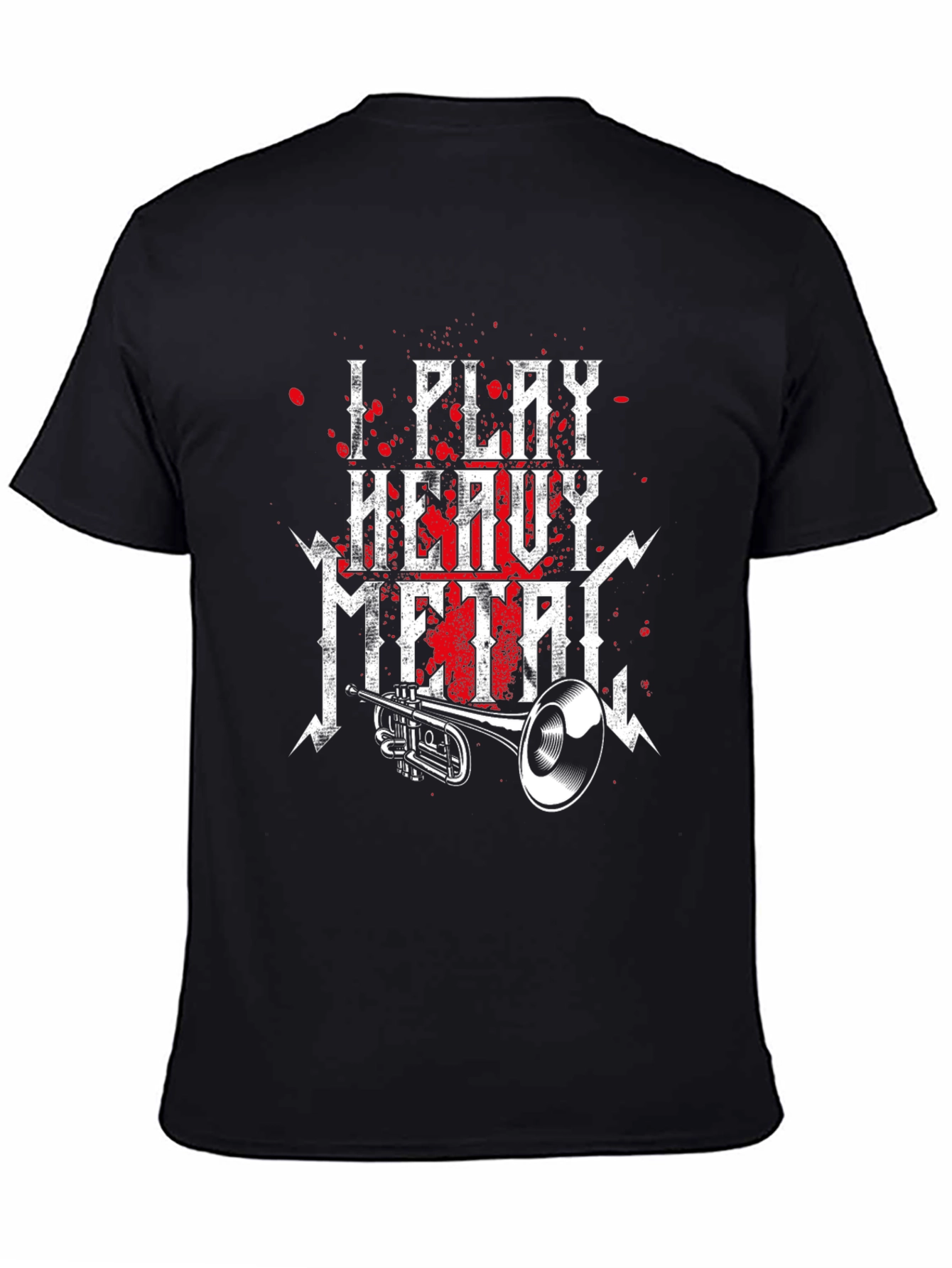 I Play Heavy Metal T-Shirt Trumpet Music Black Tee