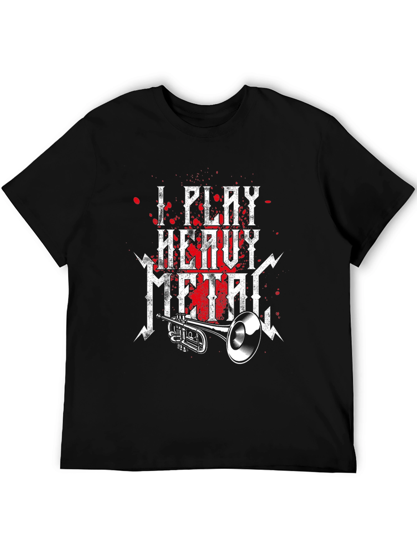 I Play Heavy Metal T-Shirt Trumpet Music Black Tee