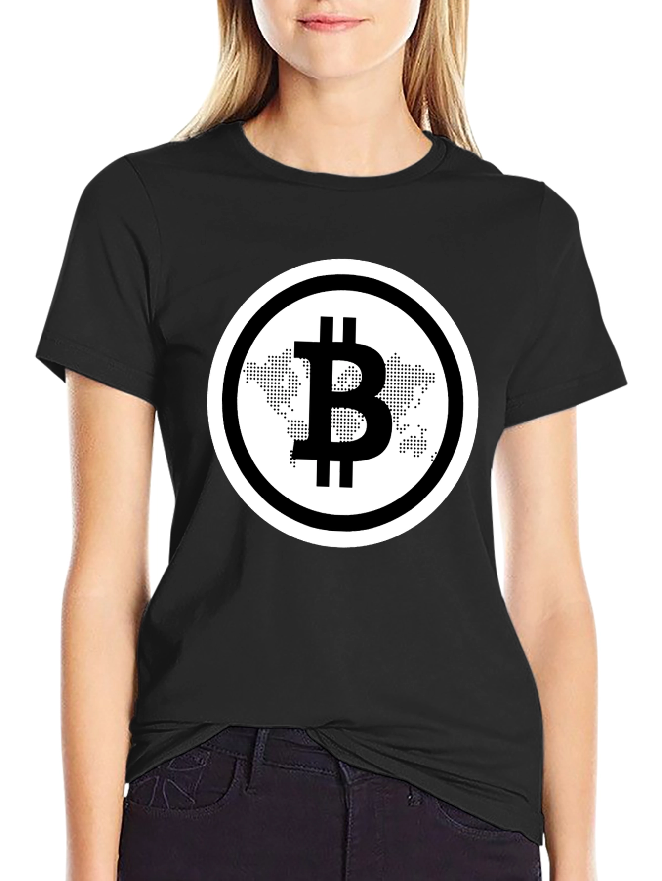 Bitcoin World Map Black T-Shirt