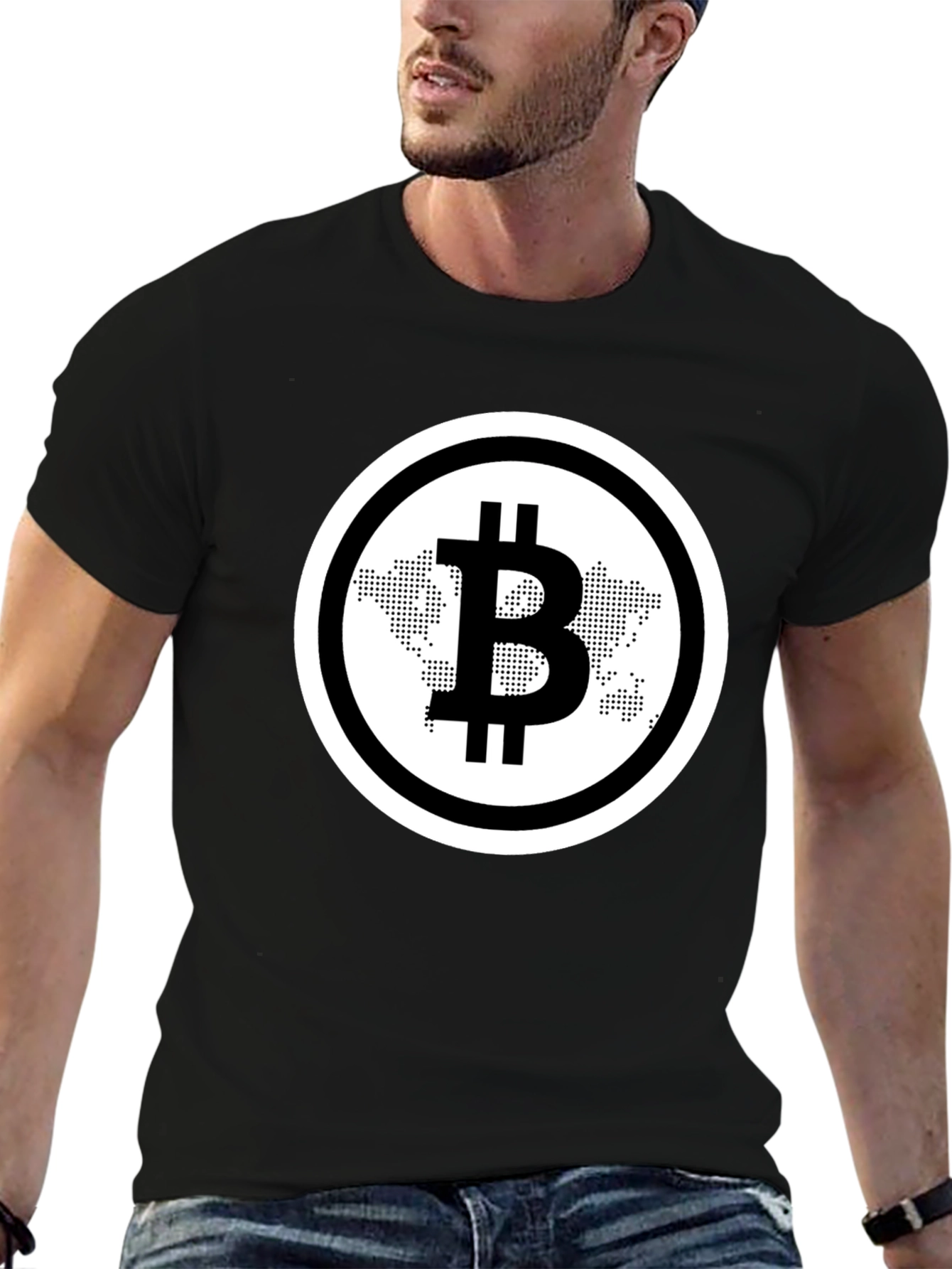 Bitcoin World Map Black T-Shirt