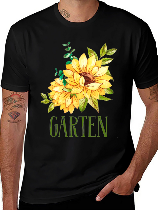 Garten Sunflower Graphic Tee - Black Cotton T-Shirt