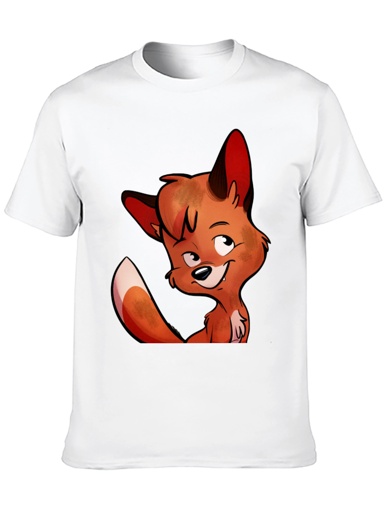 Cartoon Fox Graphic Tee - Unisex Black T-Shirt