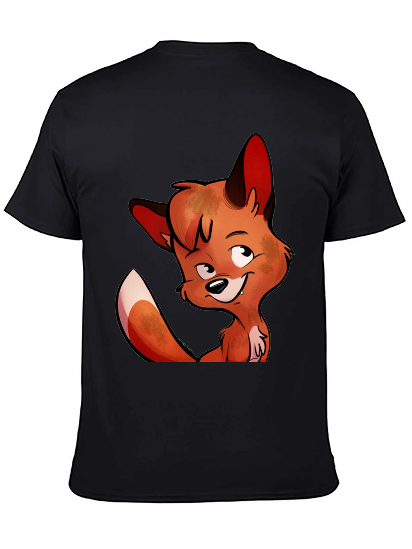Cartoon Fox Graphic Tee - Unisex Black T-Shirt