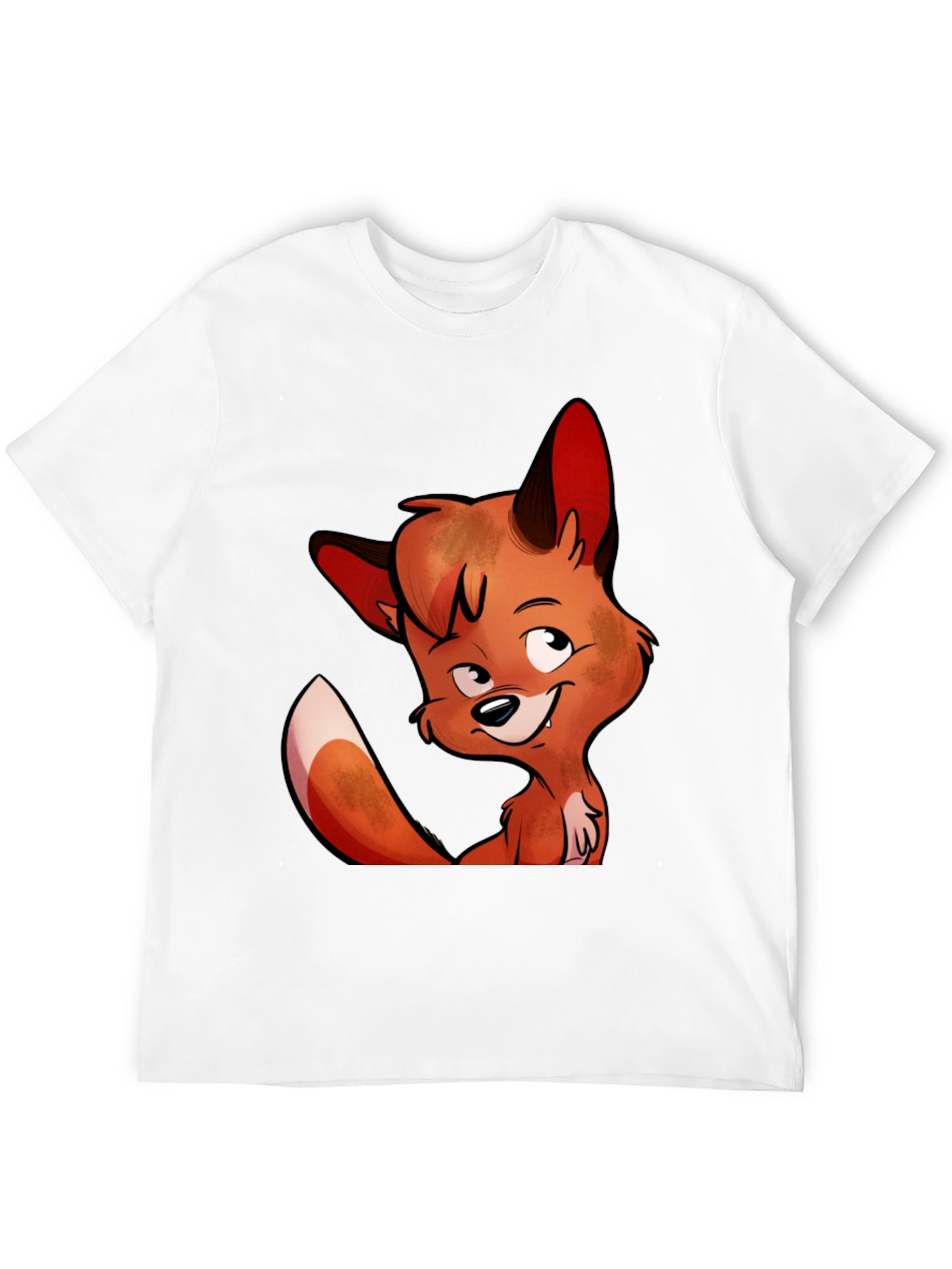 Cartoon Fox Graphic Tee - Unisex Black T-Shirt
