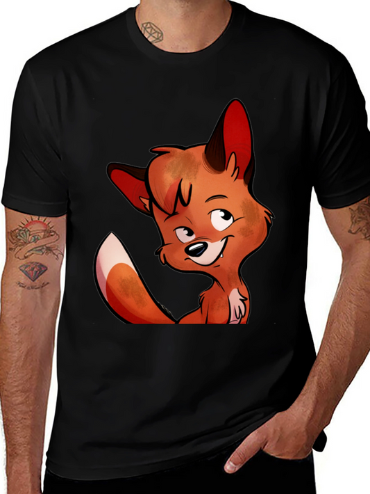 Cartoon Fox Graphic Tee - Unisex Black T-Shirt