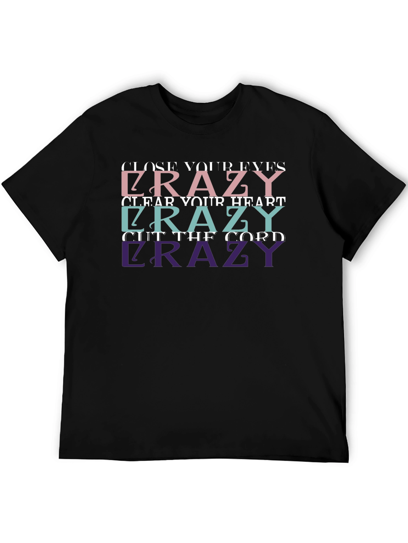 Crazy Graphic Print Black Tee