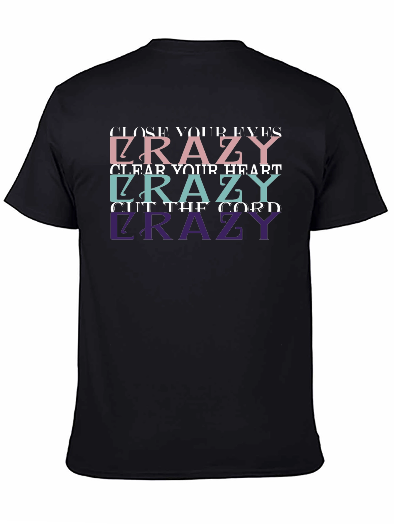 Crazy Graphic Print Black Tee