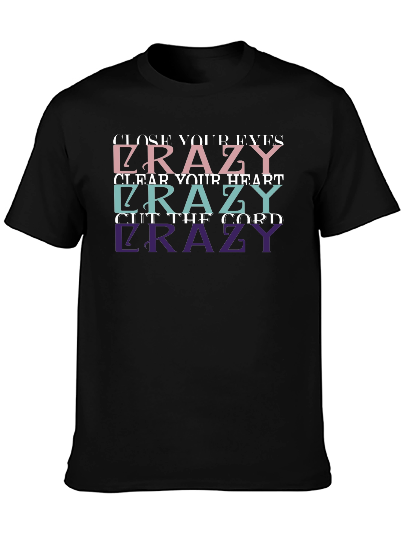 Crazy Graphic Print Black Tee