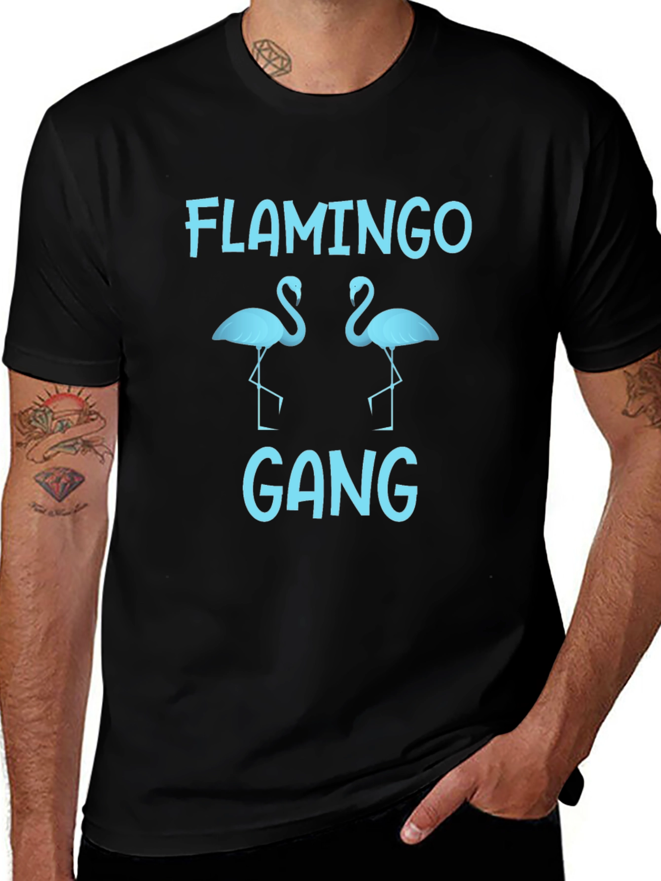 Flamingo Gang T-Shirt - Black Cotton Tee