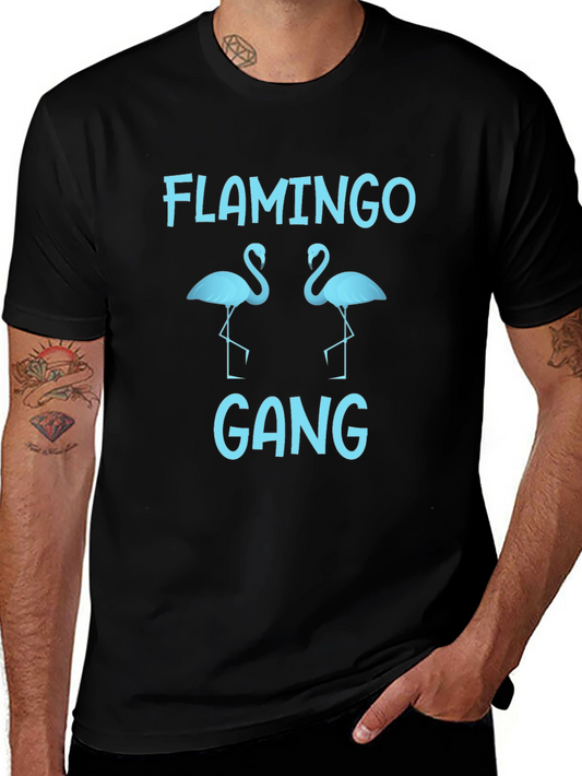 Flamingo Gang T-Shirt - Black Cotton Tee
