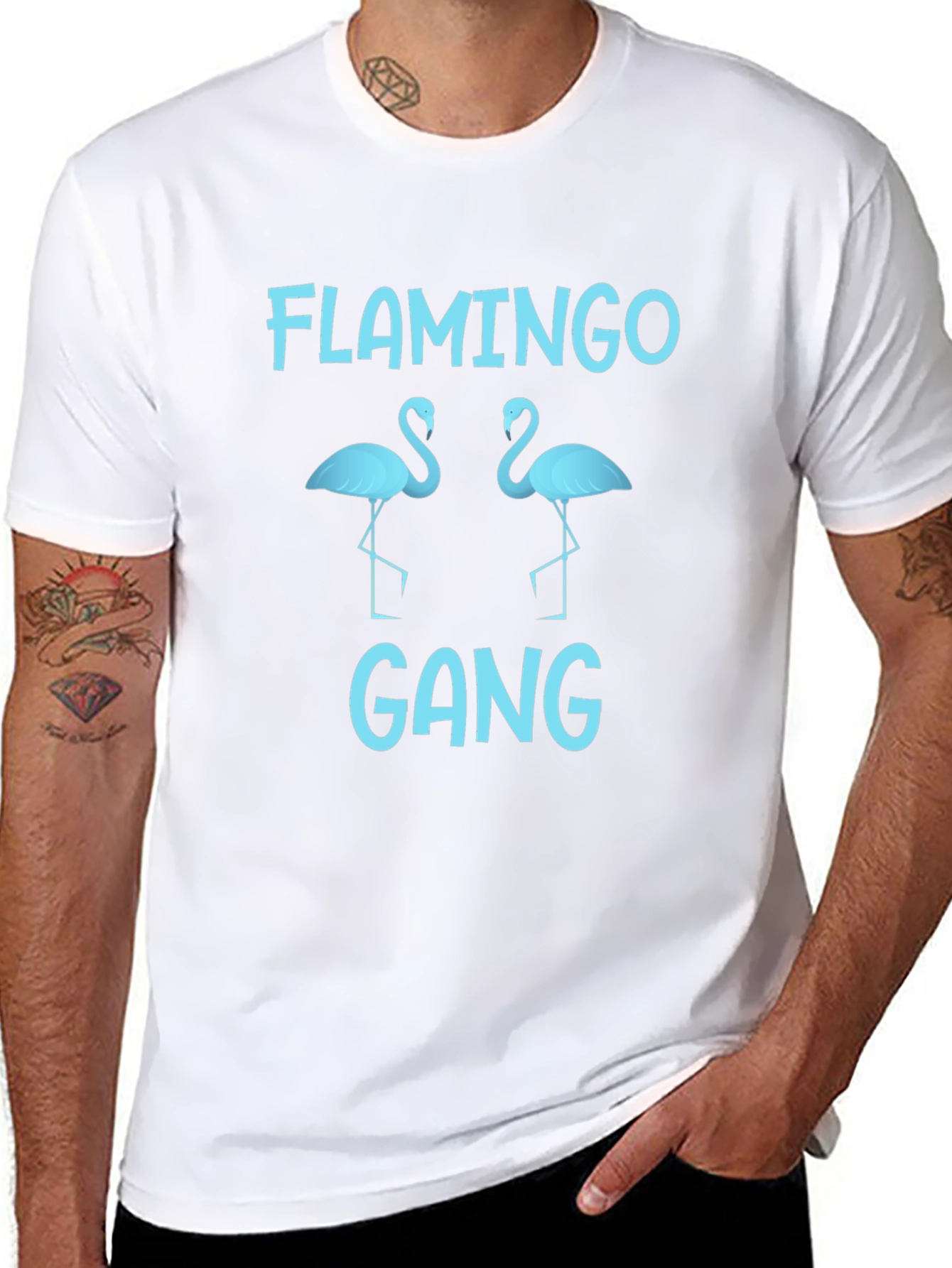 Flamingo Gang T-Shirt - Black Cotton Tee
