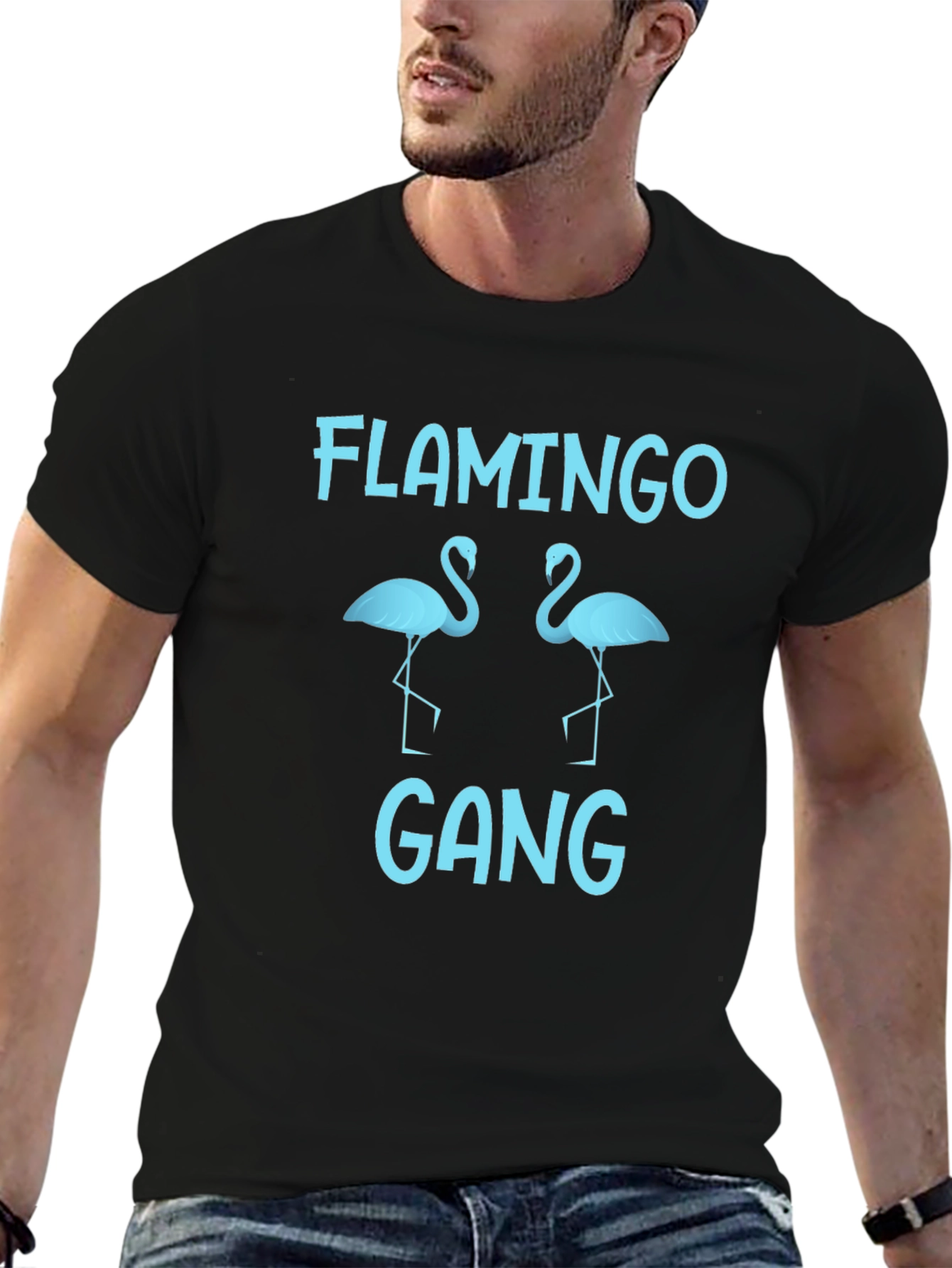 Flamingo Gang T-Shirt - Black Cotton Tee