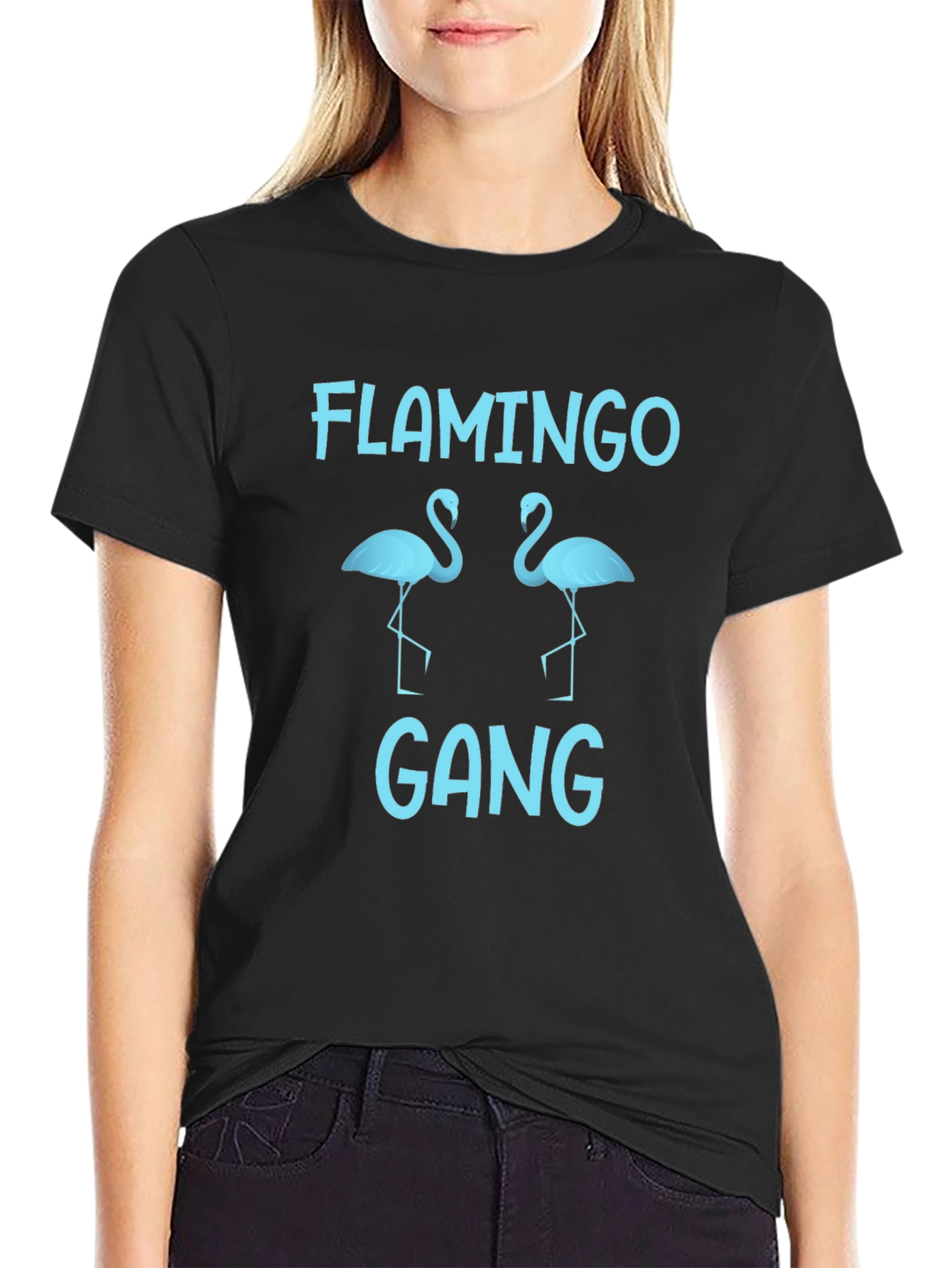 Flamingo Gang T-Shirt - Black Cotton Tee