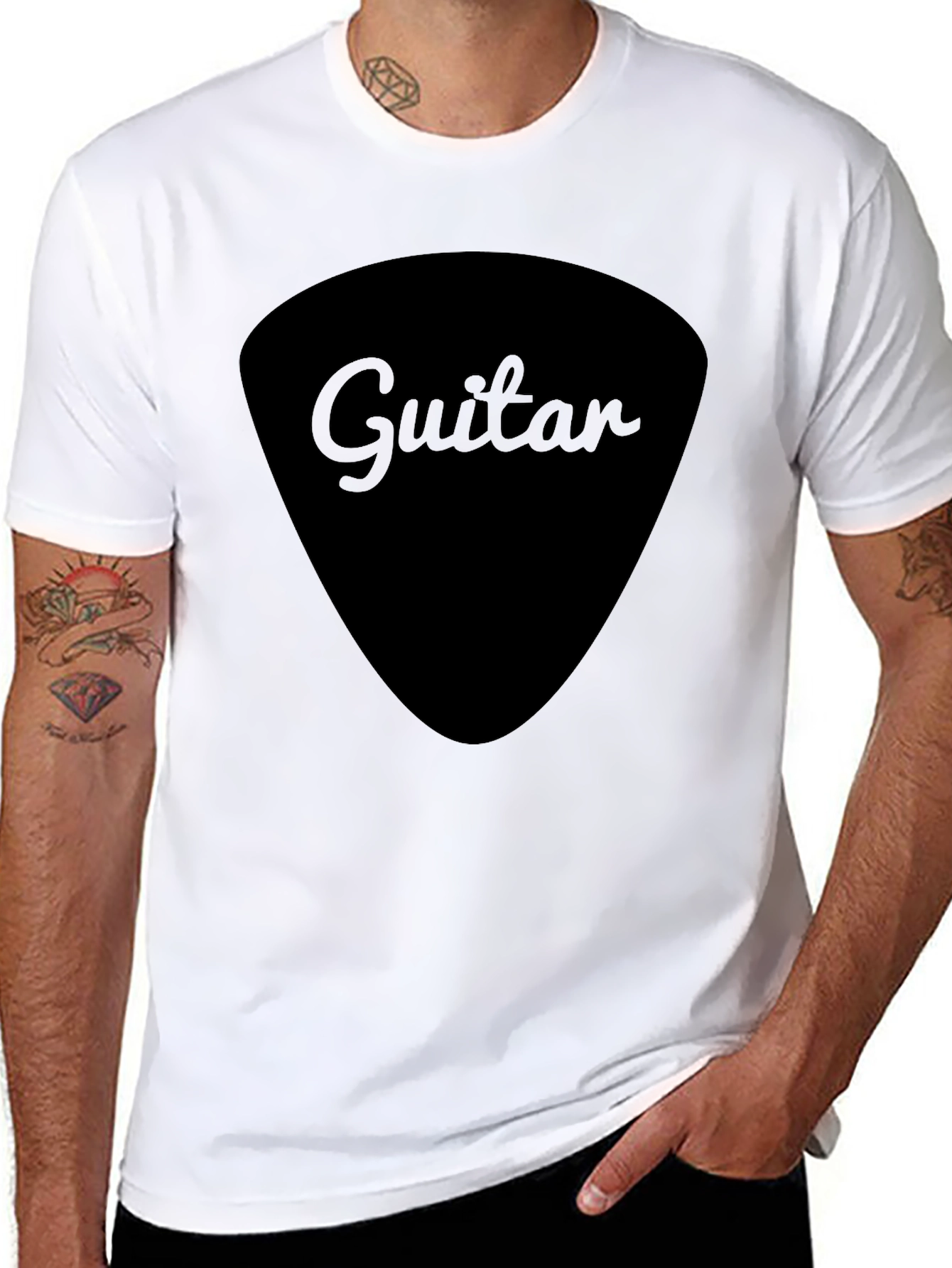 Guitar Pick Graphic Tee - Musicians Black T-Shirt