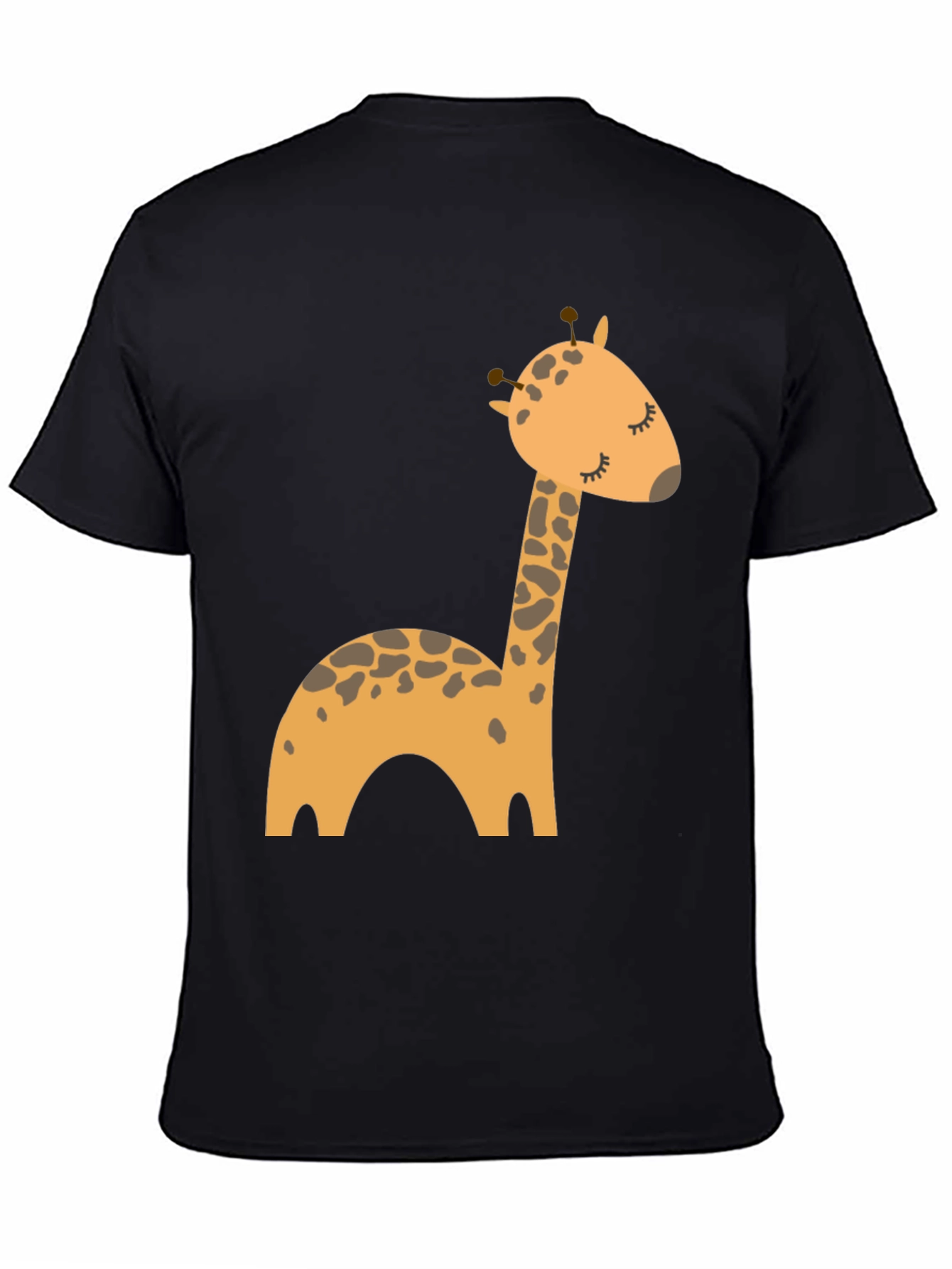 Cute Giraffe Cartoon Black T-Shirt