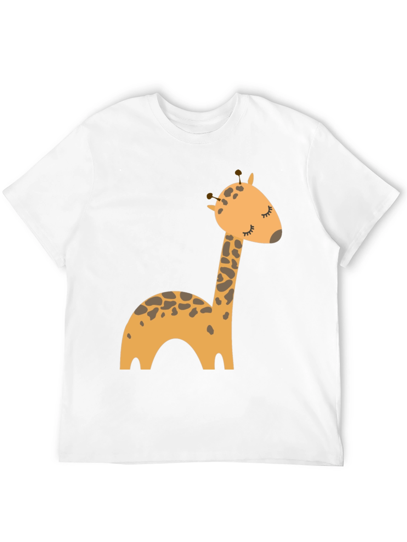 Cute Giraffe Cartoon Black T-Shirt