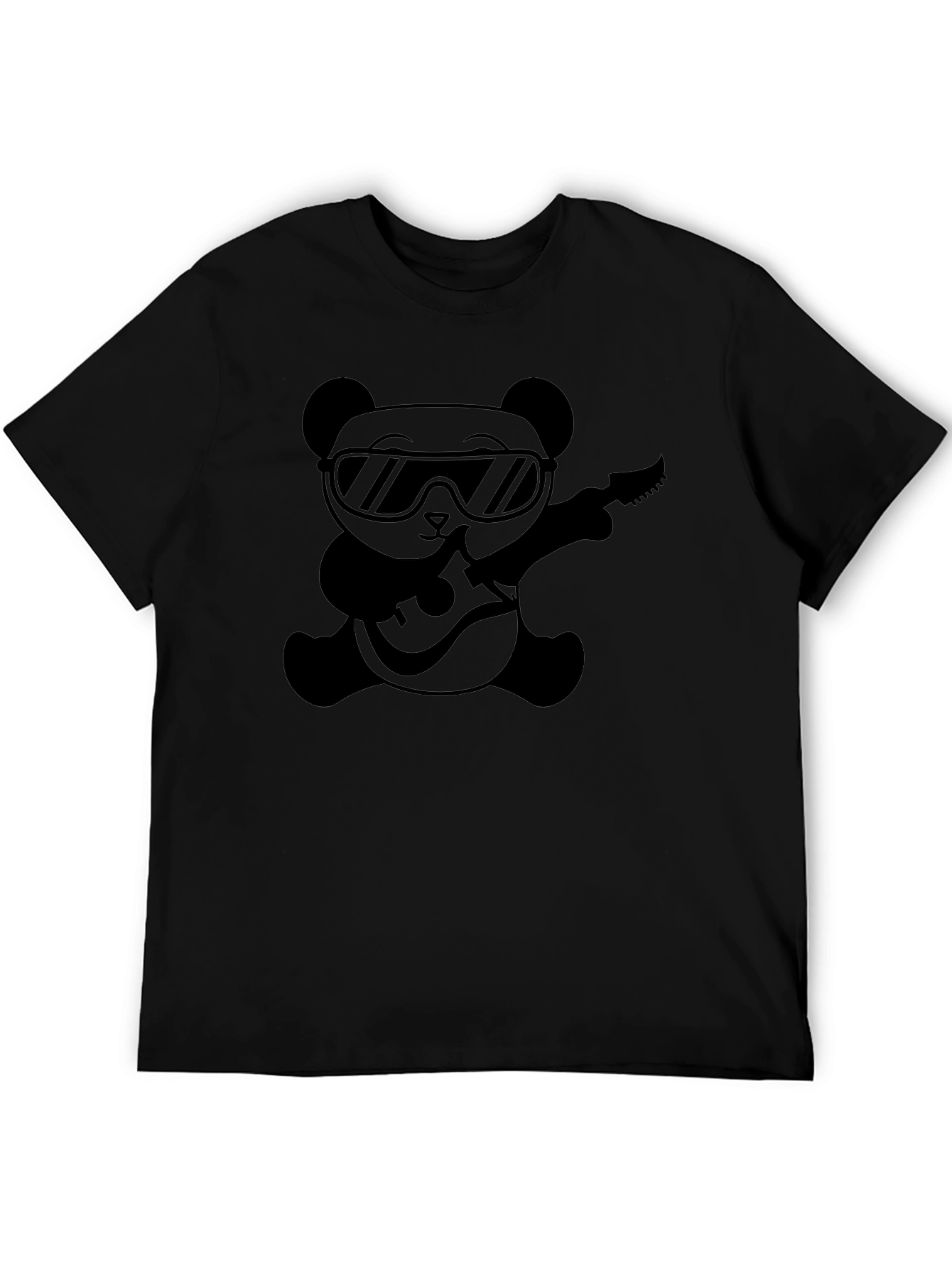 Cool Panda Guitarist Black T-Shirt
