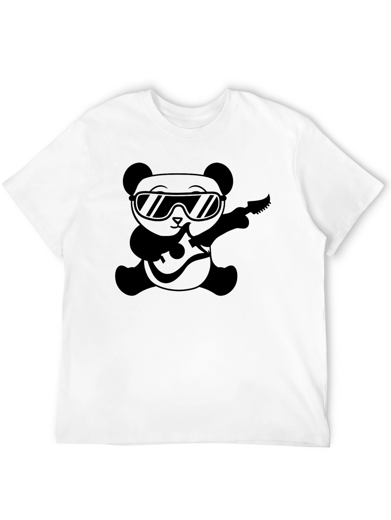 Cool Panda Guitarist Black T-Shirt