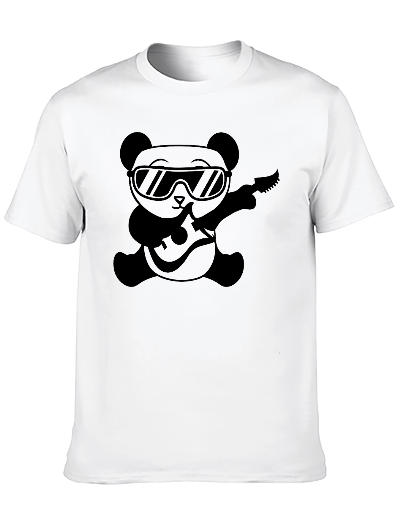 Cool Panda Guitarist Black T-Shirt