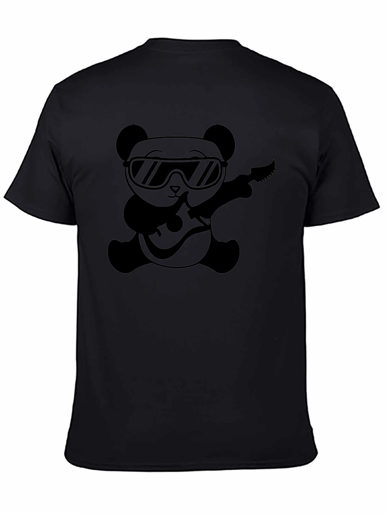 Cool Panda Guitarist Black T-Shirt