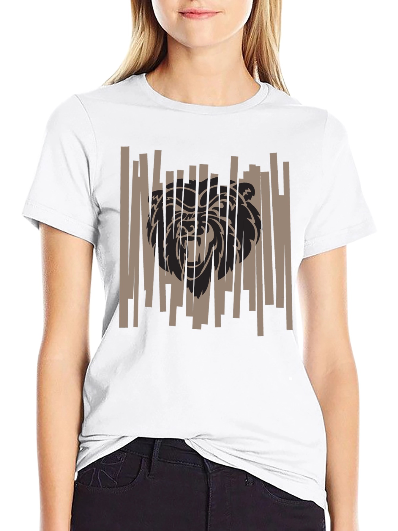 Bold Bear Graphic Tee - Black Cotton T-Shirt