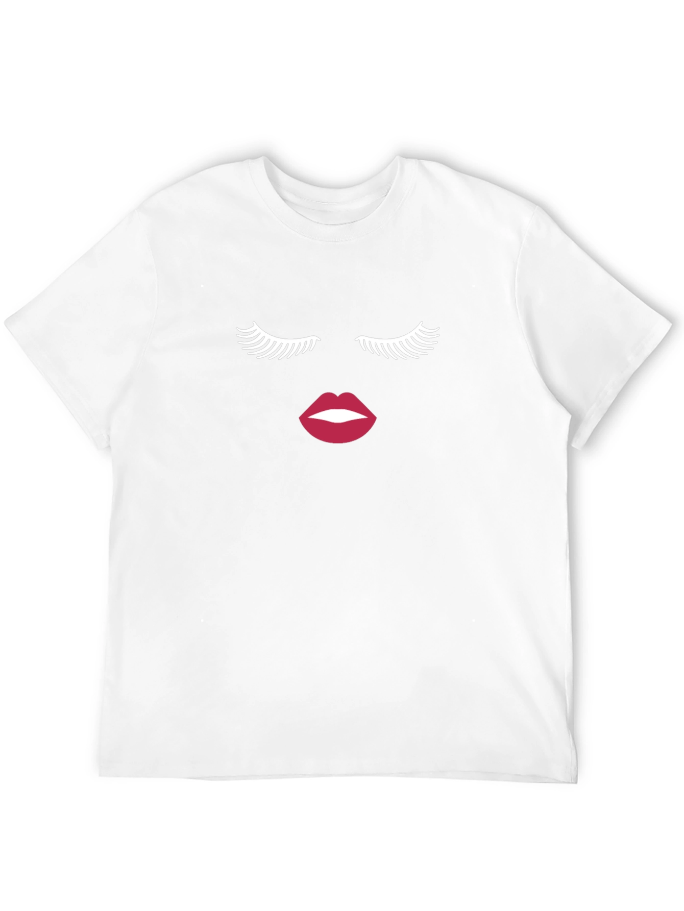 Eyelash and Lip Print Black T-Shirt