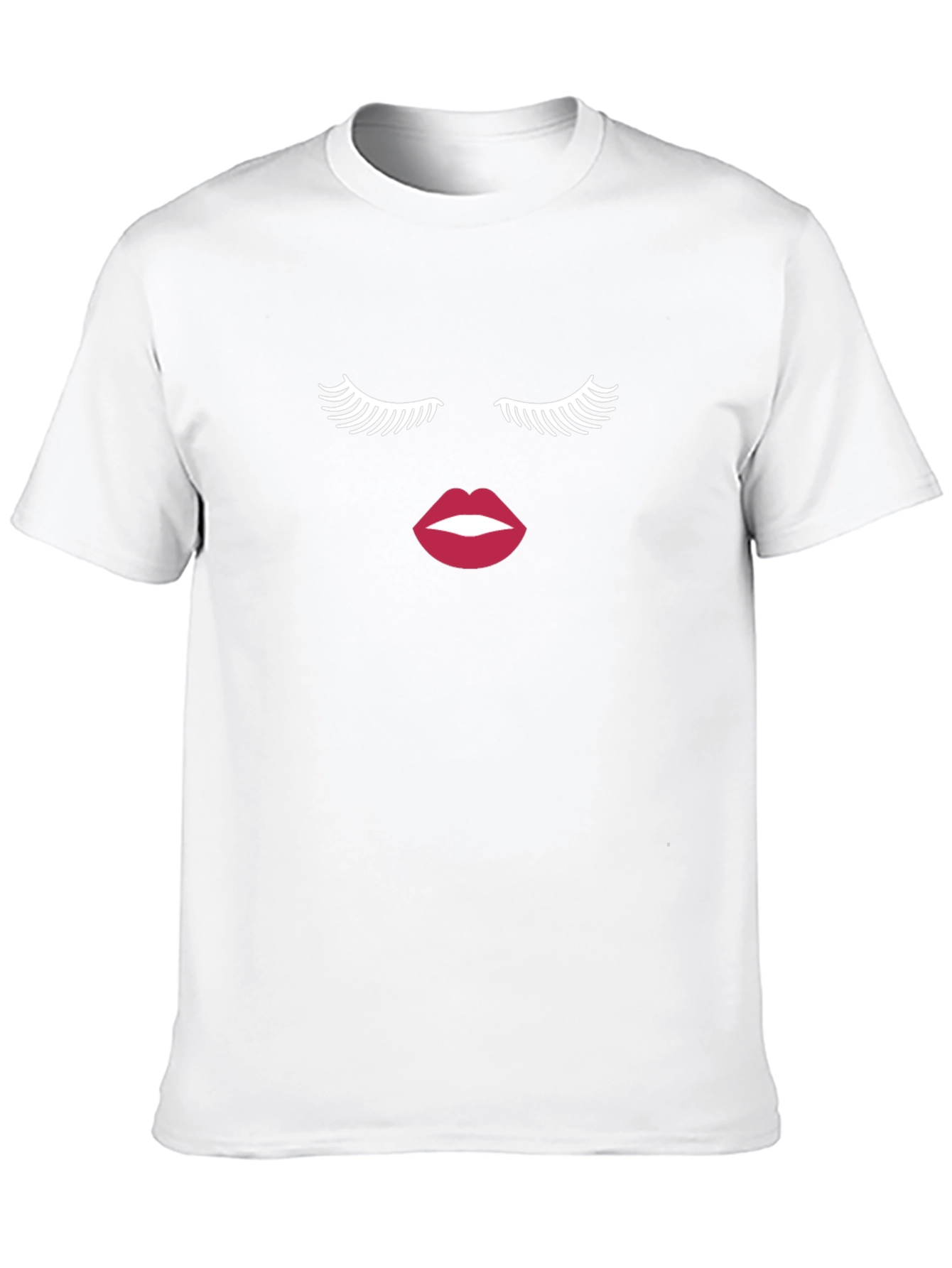 Eyelash and Lip Print Black T-Shirt