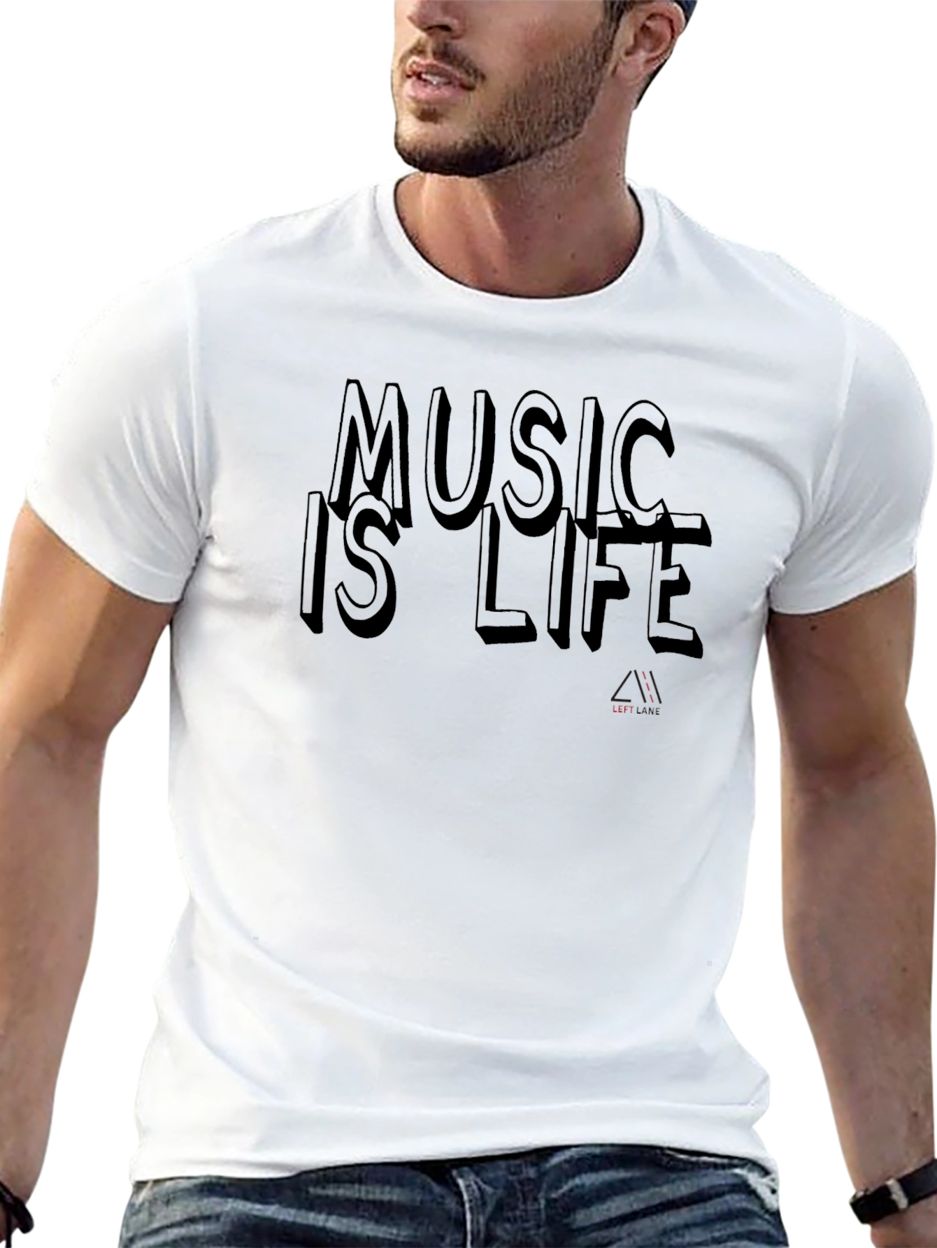 Music is Life Graphic T-Shirt - Black