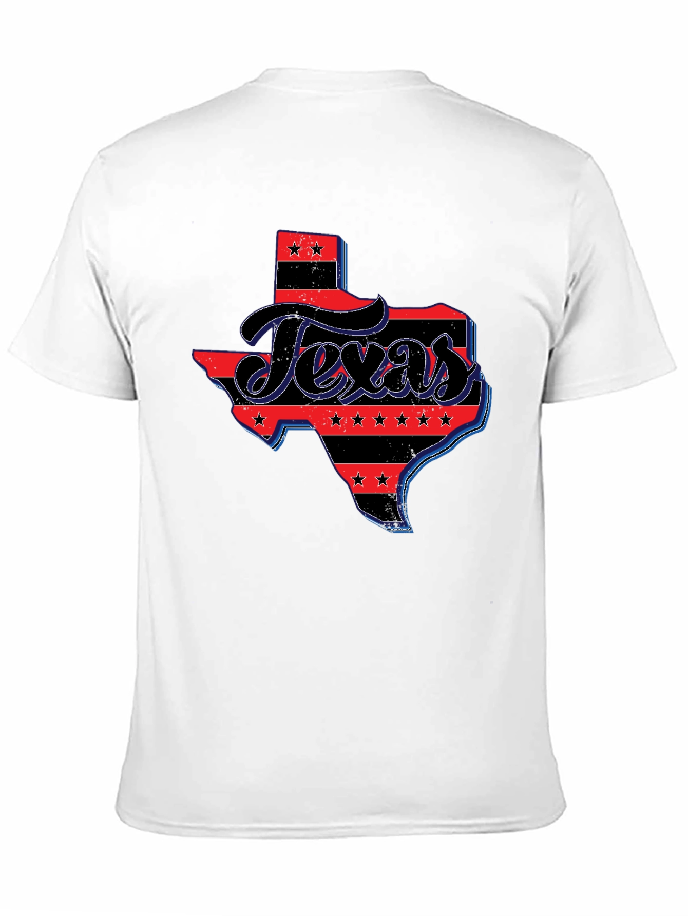 Texas State Flag Graphic Print Mens Black T-Shirt