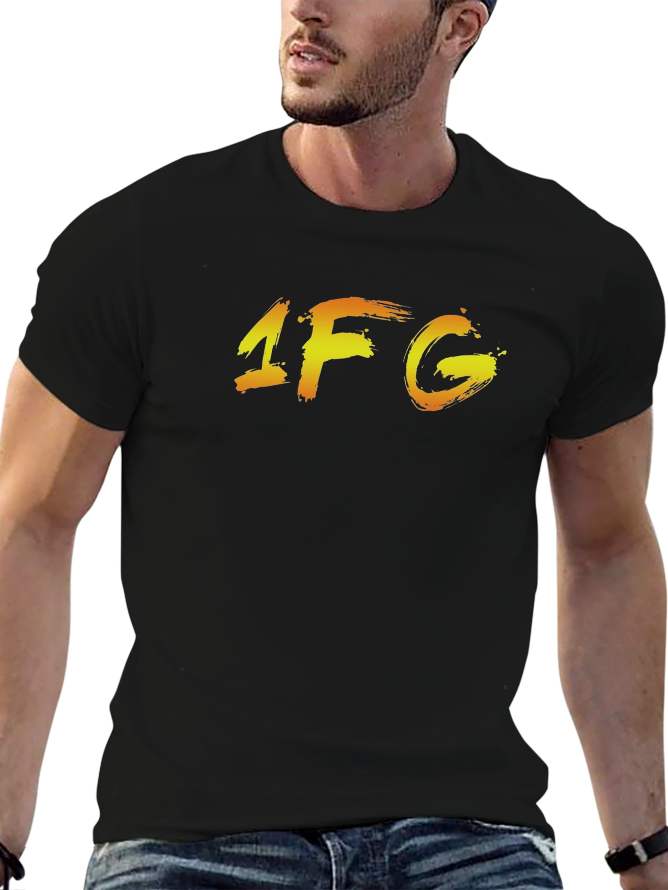 Mens Black Graphic Tee - 1FG Design