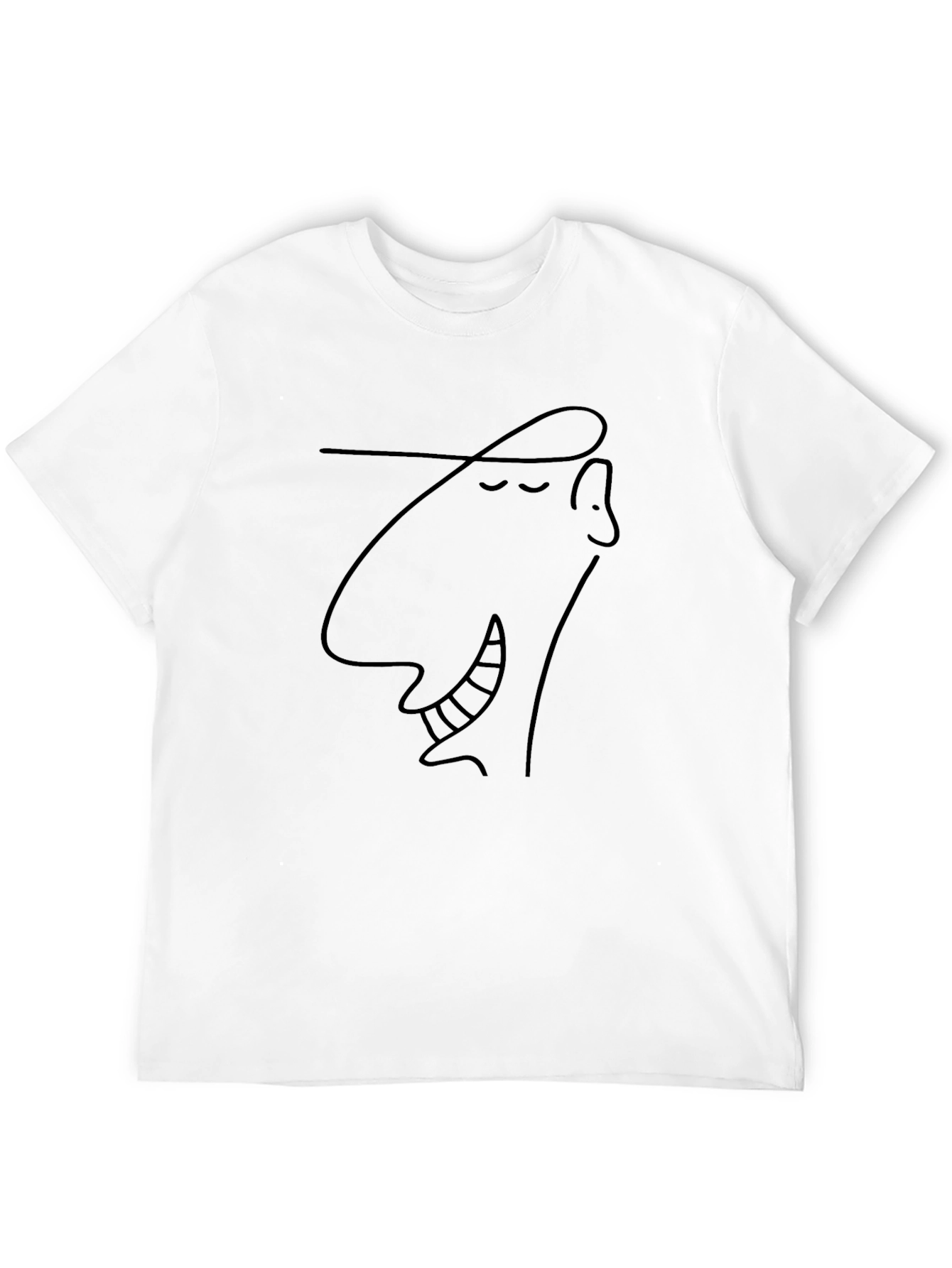 Abstract Face Line Art Graphic Tee - Black