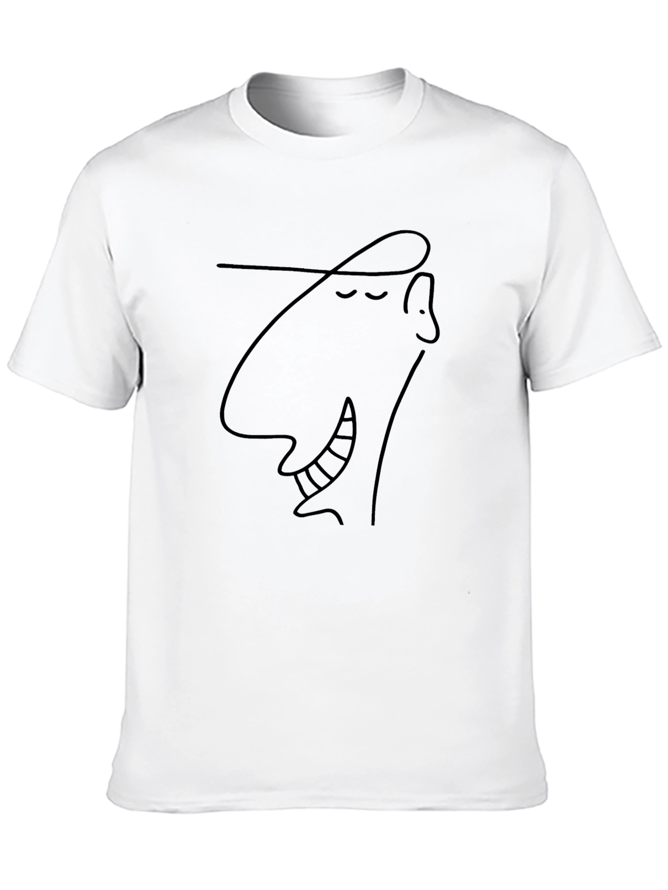 Abstract Face Line Art Graphic Tee - Black