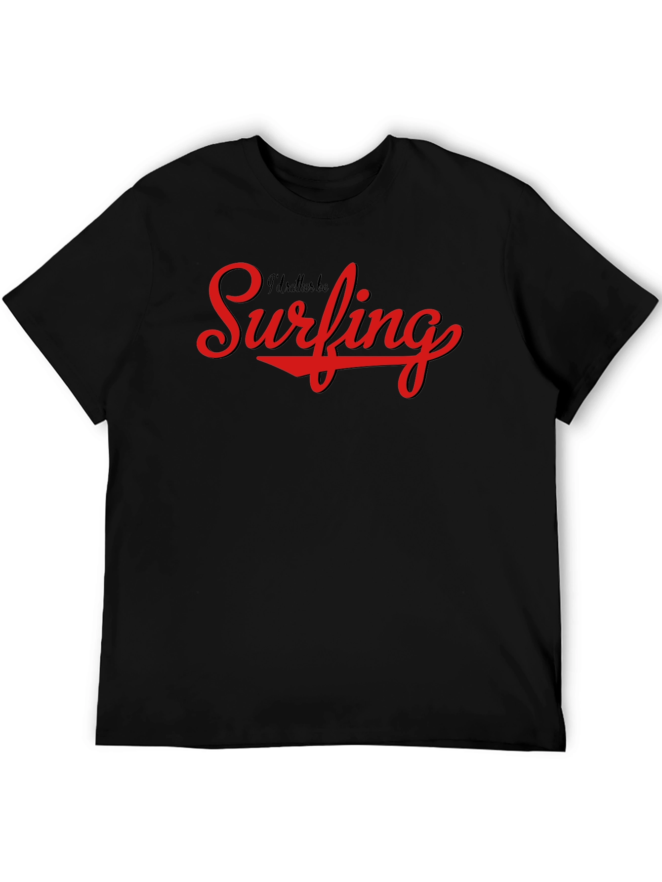 Surfing Graphic Tee - Black Cotton Comfort