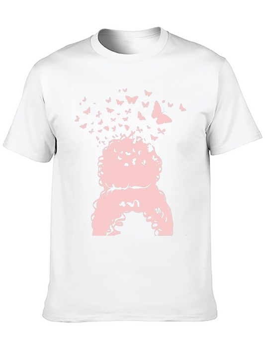 Butterfly Afro Black Tee - Stylish Graphic Print T-Shirt