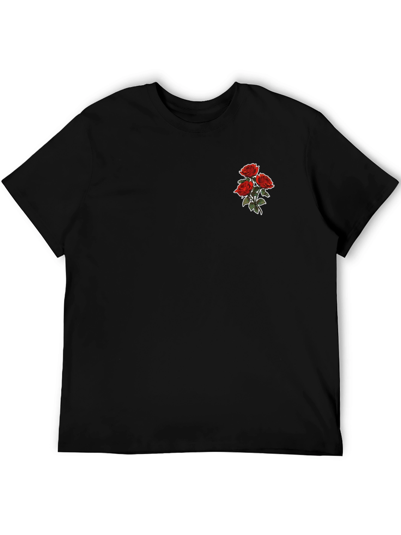 Mens Black T-shirt with Rose Graphic