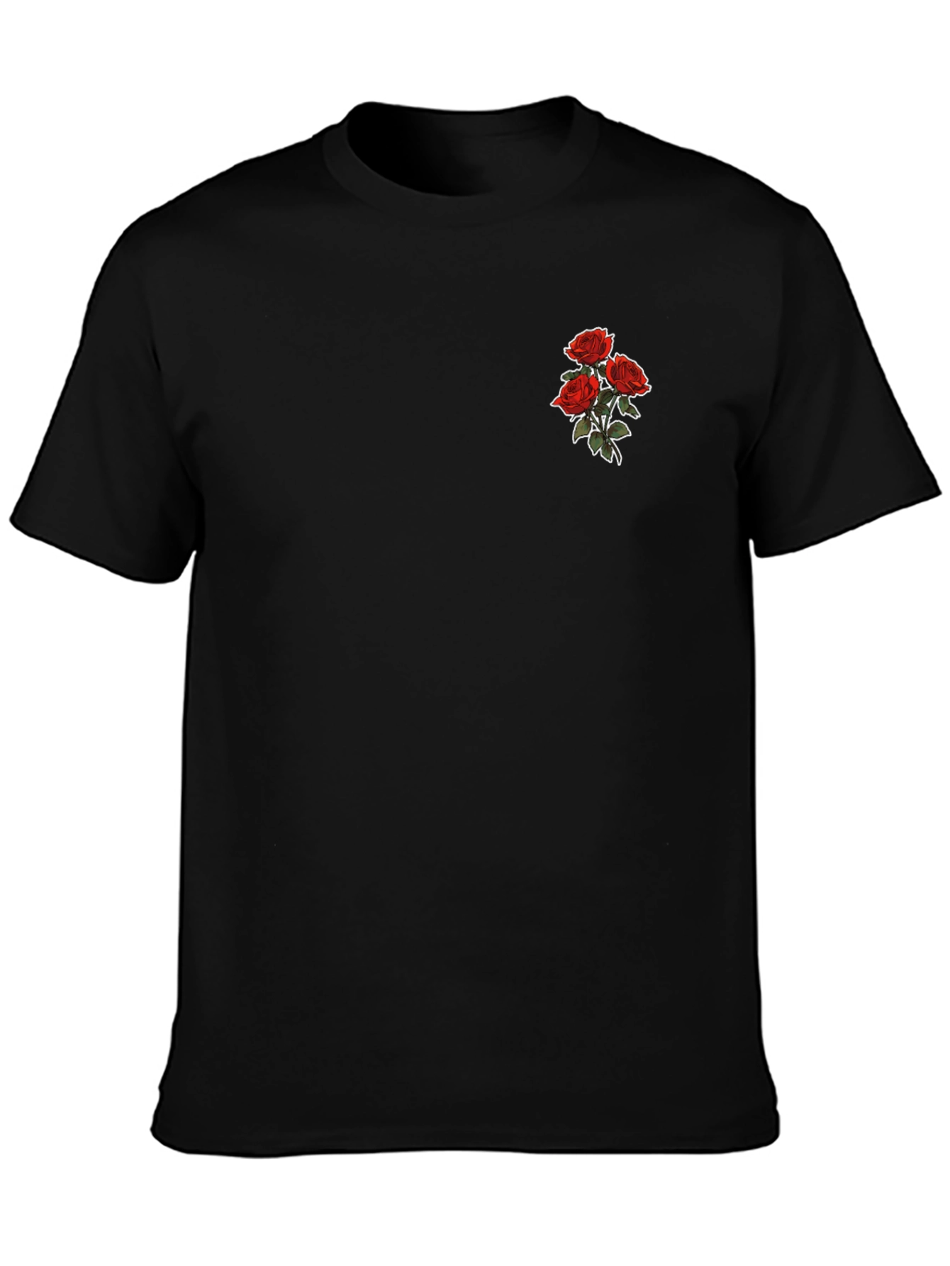 Mens Black T-shirt with Rose Graphic