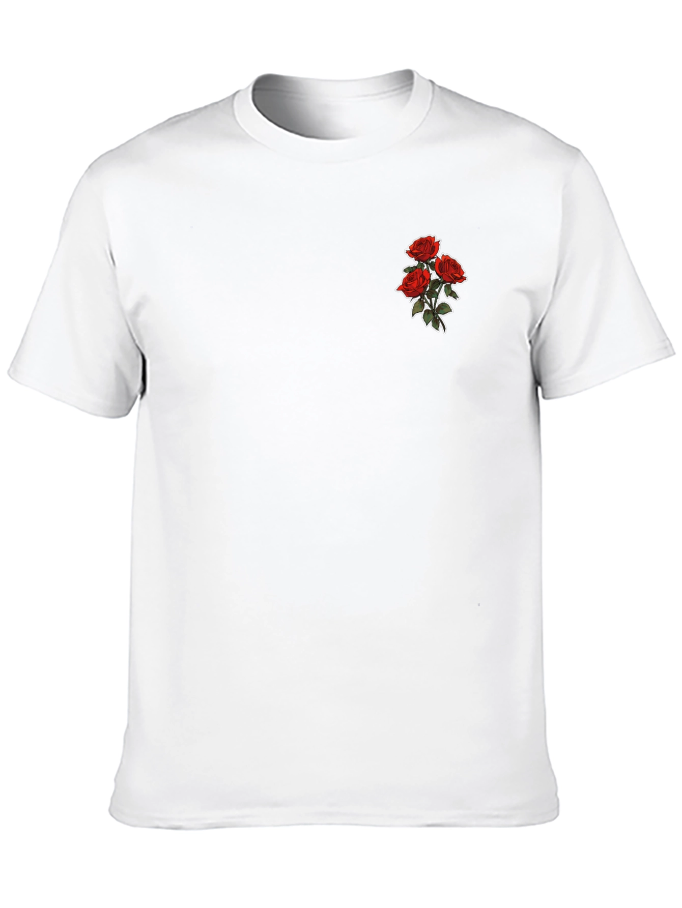 Mens Black T-shirt with Rose Graphic