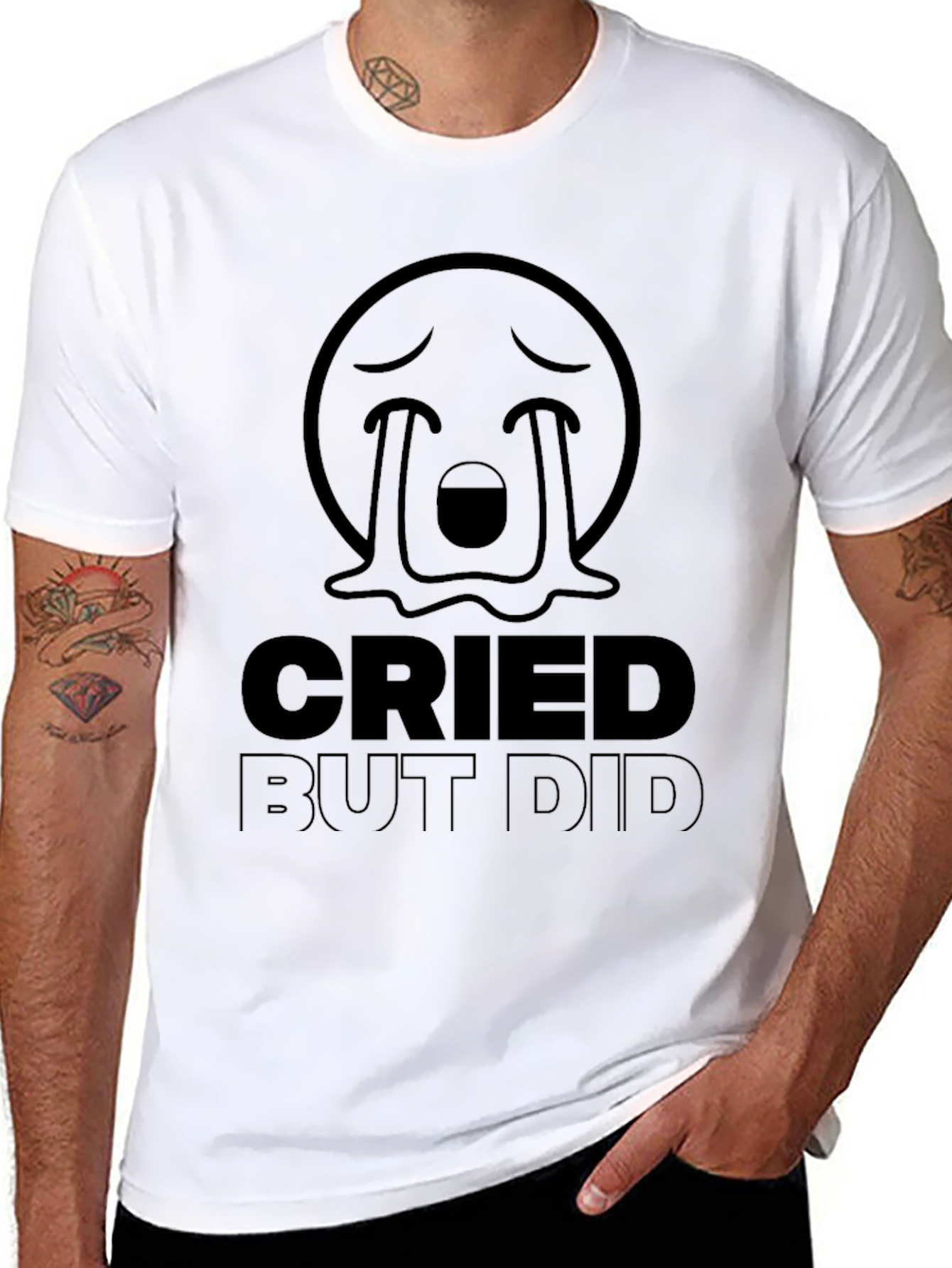 Cried But Did T-Shirt: Funny Emoji Graphic Tee