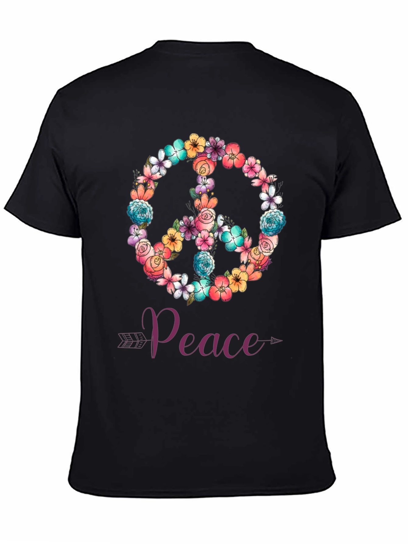 Floral Peace Sign Graphic T-Shirt