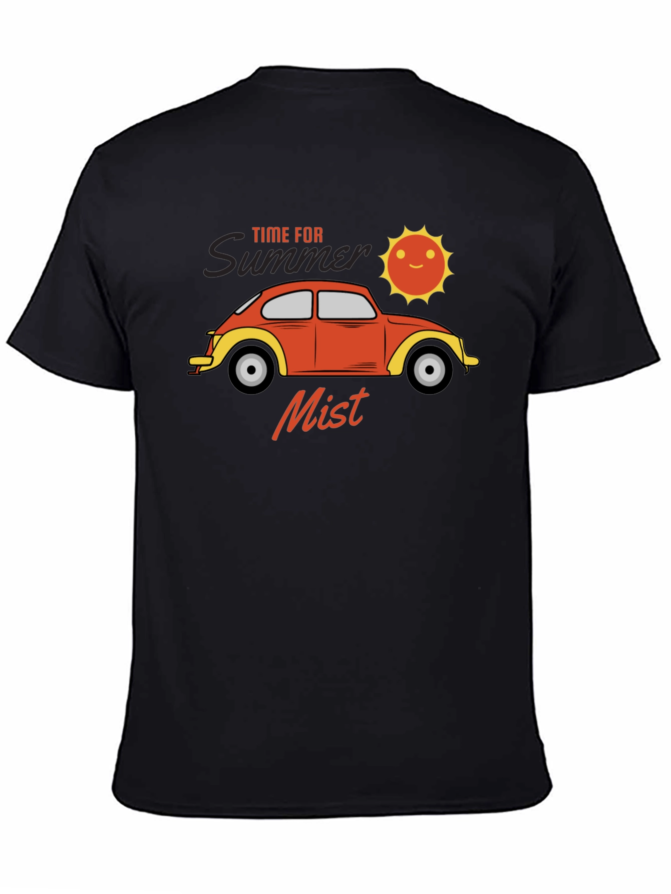 Summer Mist T-Shirt: Retro Car & Sun Design