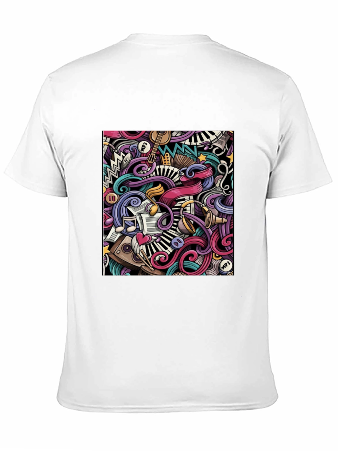 Music Doodle Graphic Black T-Shirt