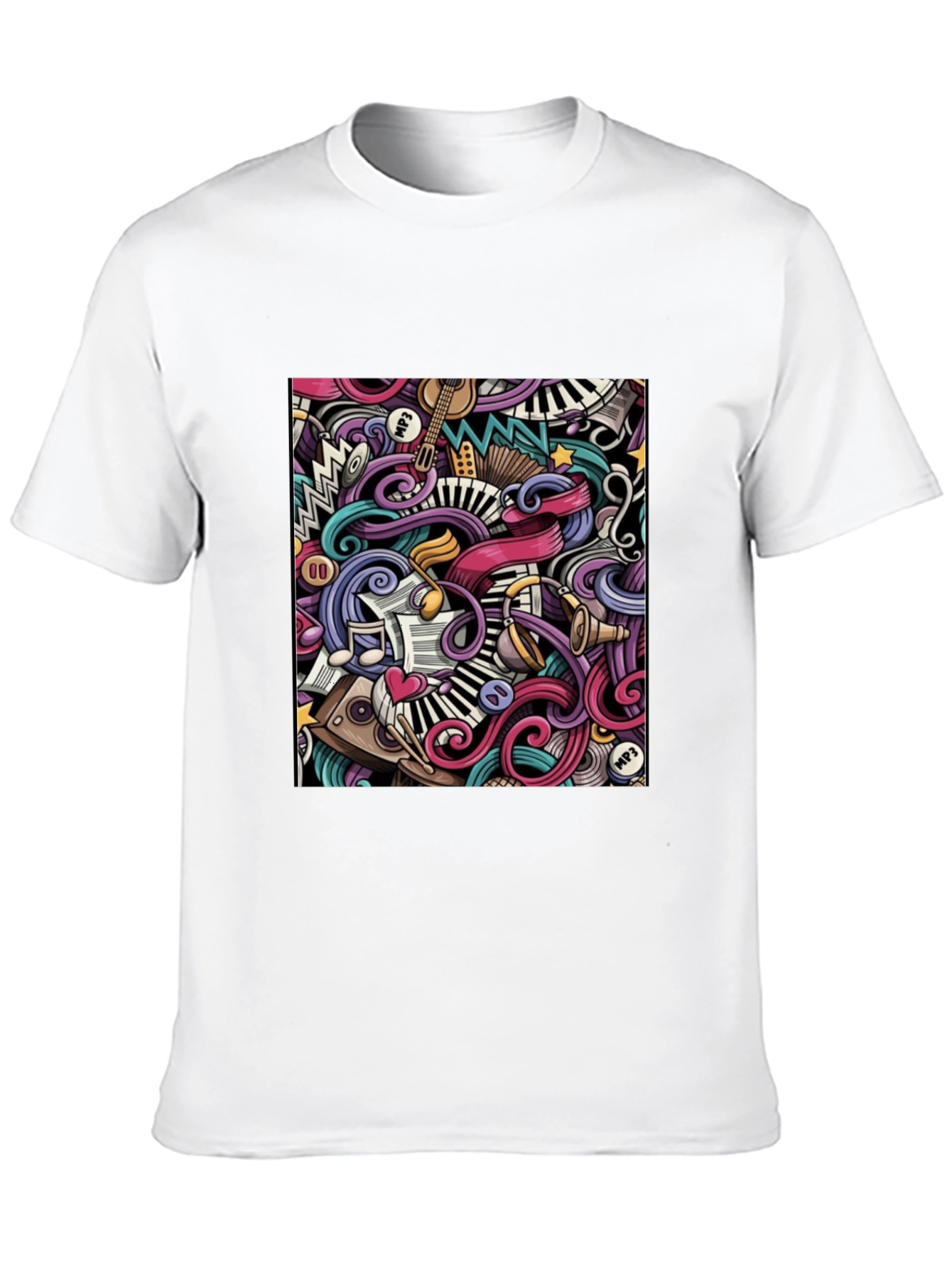 Music Doodle Graphic Black T-Shirt